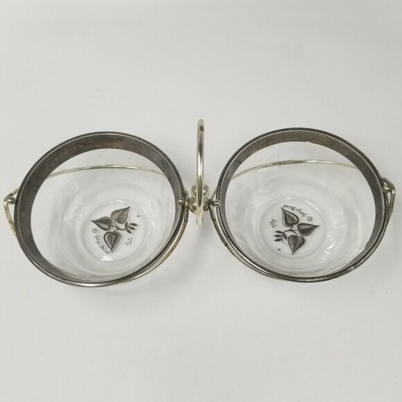 Vintage Silver Overlay Bowls Georges Briard Signed Double Glass Silver Caddy - Picture 1 of 7